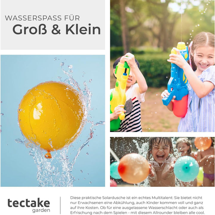 tectake® Solardusche 35 Liter, Gartendusche Regenduschkopf und Wasserhahn, warmes Wasser für Garten,