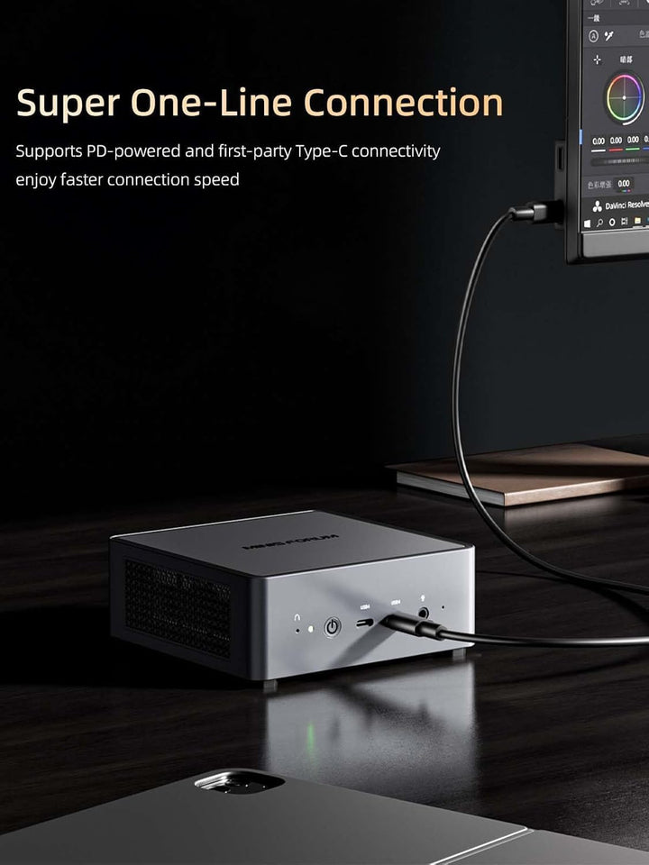 MINIS FORUM UM790 Pro Mini PC, AMD Ryzen 9 7940HS Prozessor (8C/16T, bis zu 5,2 GHz), AMD Radeon 780
