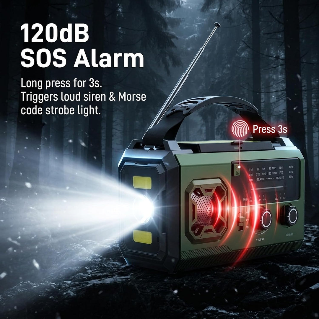 27000mAh Kurbelradio Notfallradio mit Solar & Powerbank: AM/FM Solarradio, Handkurbel, SOS, Taschenl