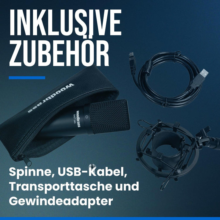 BIRD UM1 Schwarz - USB-Kondensatormikrofon mit Nierencharakteristik für PC und Mac für Broadcasting