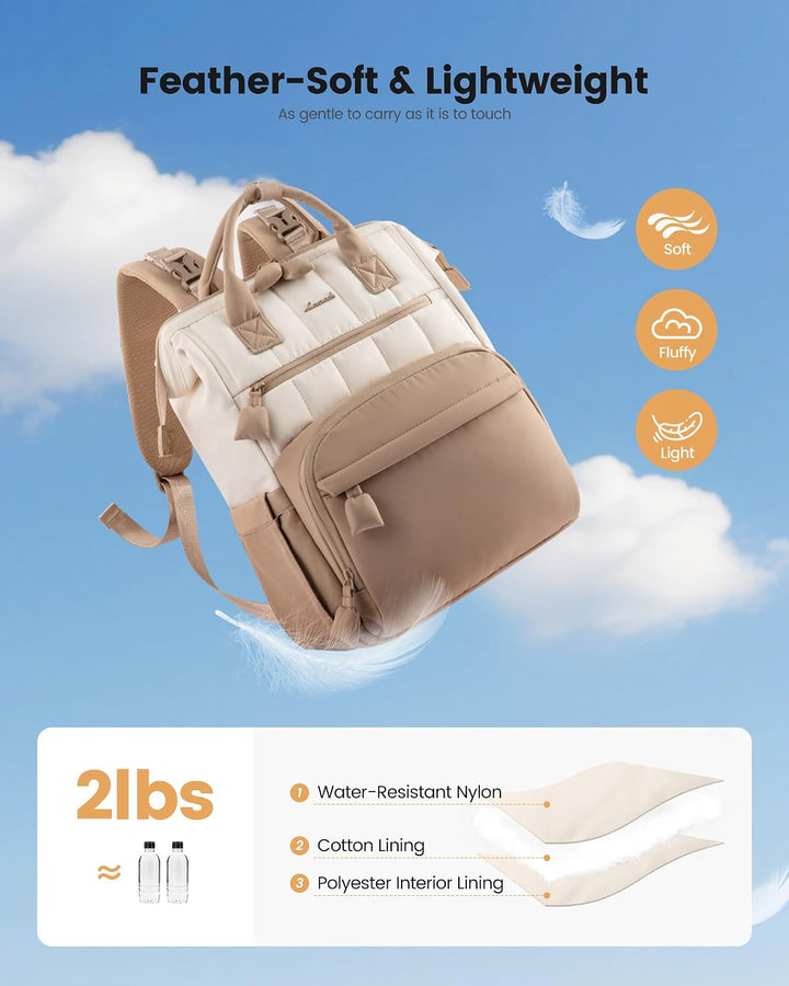 LOVEVOOK Wickelrucksack Gross Baby Wickeltasche Rucksack M Grau-beige, M Grau-beige
