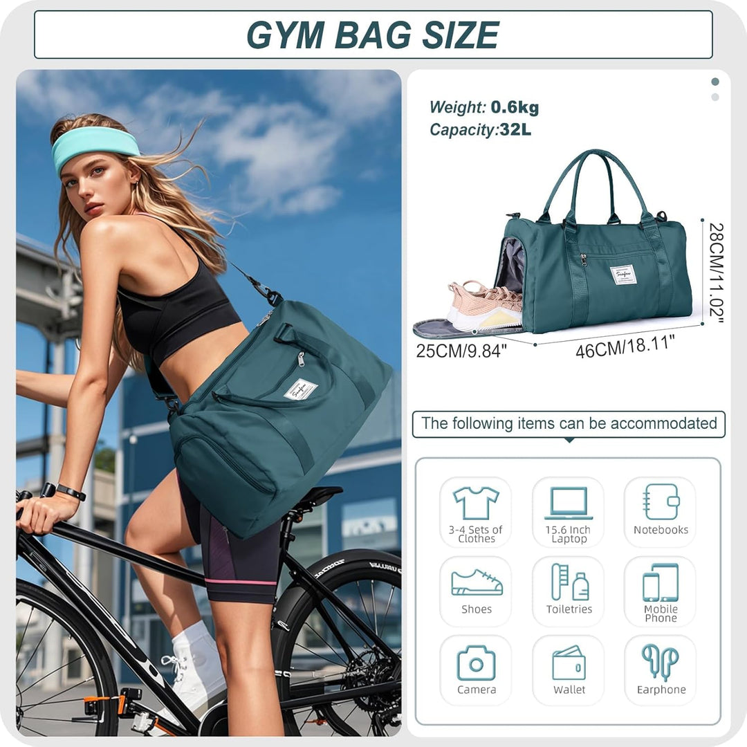 HYC00 Sport Duffel Bag Damen Handgepäck Sporttasche für Damen Herren mit Nassfach & Schuhfach, Reise