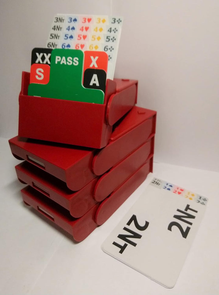 SuperBridgeBox Kartenhilfe zum Bridge-Spielen, als Hilfe beim Bieten, Kunststoff, Rot, 4 Stück
