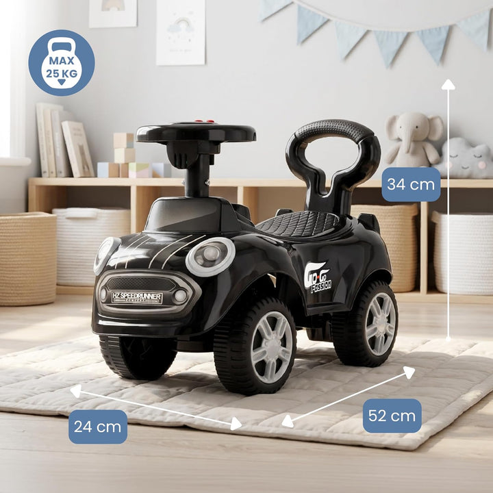 Rutschauto ab 1 Jahr, Lauflernwagen, Kinderauto Indoor, Rutschfahrzeug mit Klängen (Schwarz), Schwar