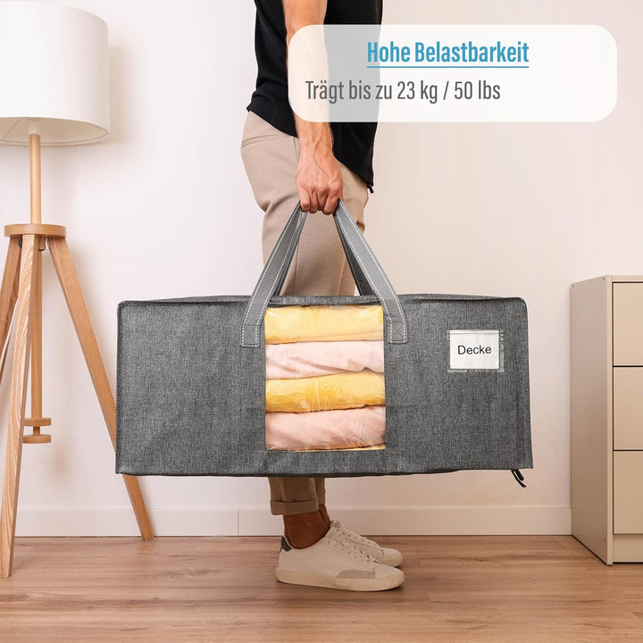 VENO 87 Liter extra grosse Umzugstaschen mit starke Griffe und Reissverschlüsse Faltbare Aufbewahrun
