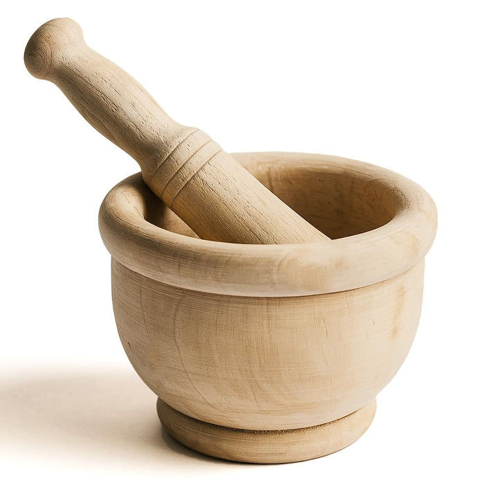 Space Home - Mörser mit Stössel - Mörser und Holzhamme - Ø 14 cm, 14 cm