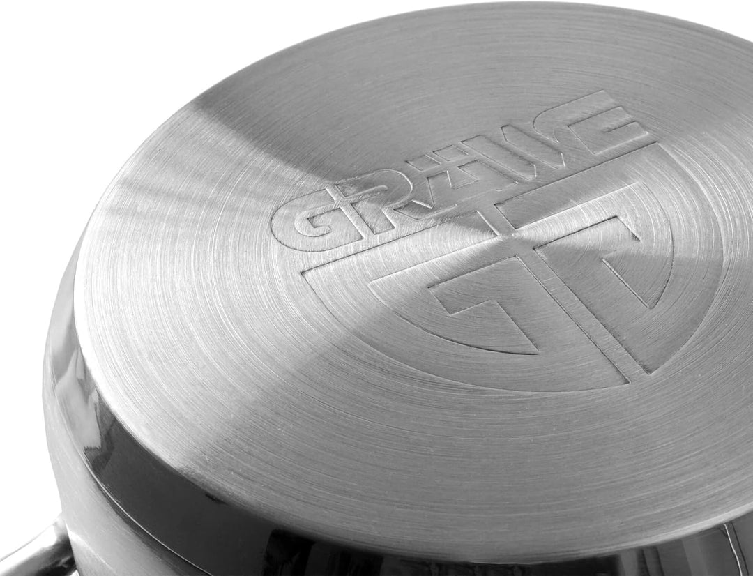 GRÄWE Kochtopf inkl. Glasdeckel, 750 ml, Spülmaschinengeeignet, Topf für Induktion, klein, Edelstahl