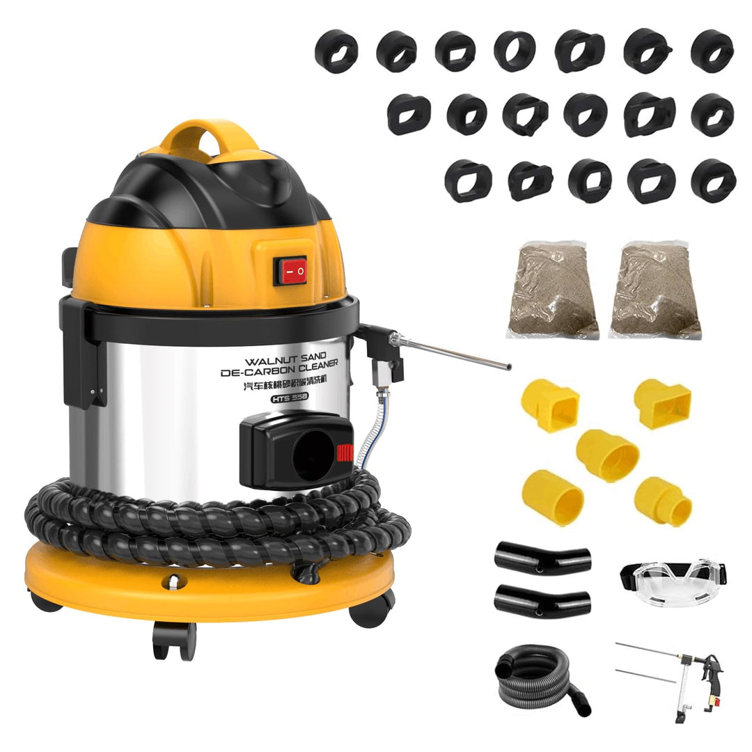 HTS558 Strahlgeräte Nussschalen Strahlgerät, 23 Stück Adapter 220V Automotor Einlassventil Reinigung