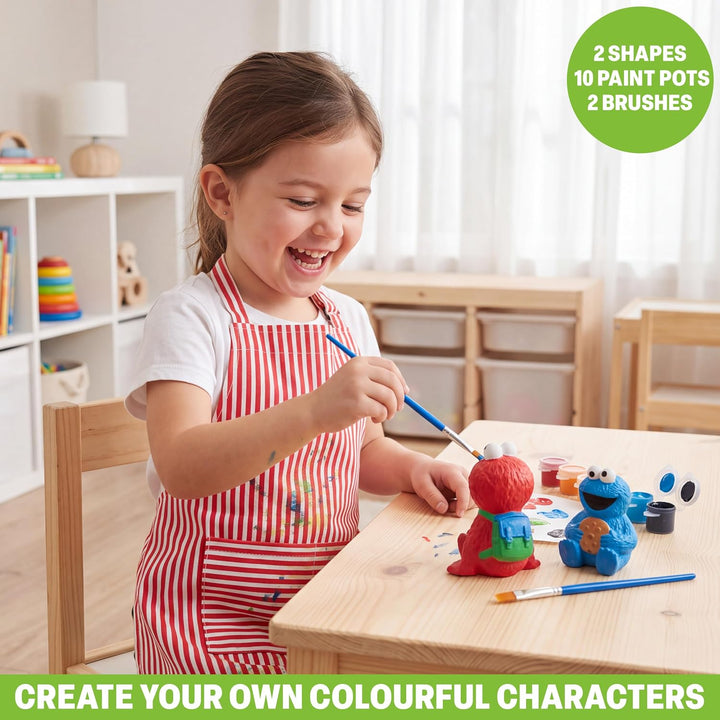 Get Trend Sesamstrasse Bastelset Kinder, 2 Gipsfiguren zum Bemalen Multi Elmo/Cookie Monster, Multi