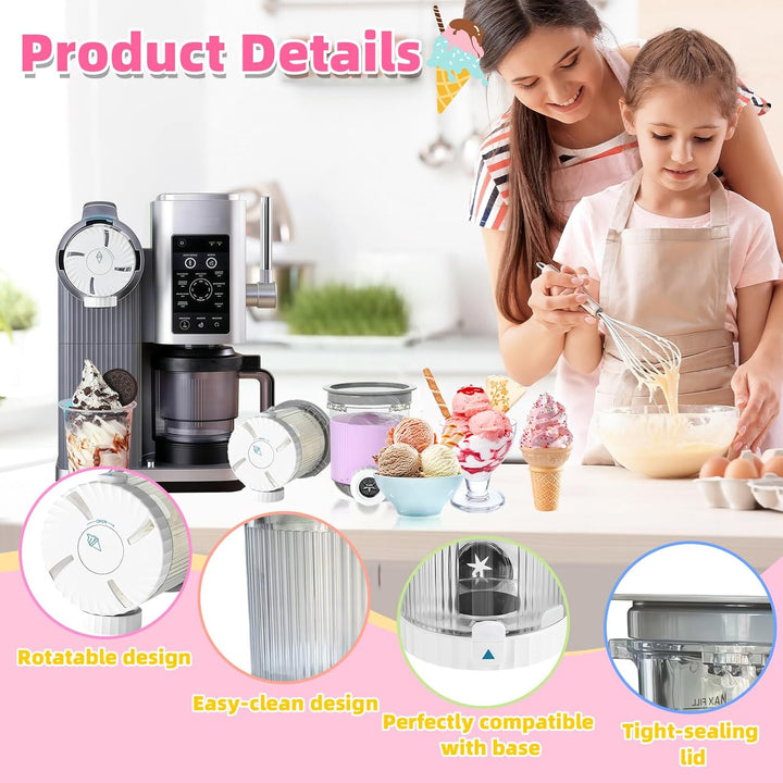 2 Stück Ersatz Behälter Kompatibel mit Ninja Creami Swirl NC700 NC701EU Serie, 480 ml Eisbehälter Ei