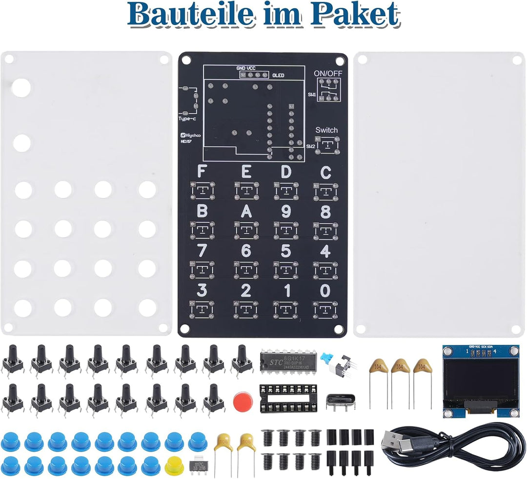 4-in-1 Zahlenbasis-Umrrechner Lötbausatz mit Digitaldisplay für Binär, Oktal, Dezimal, Hexadezimal,