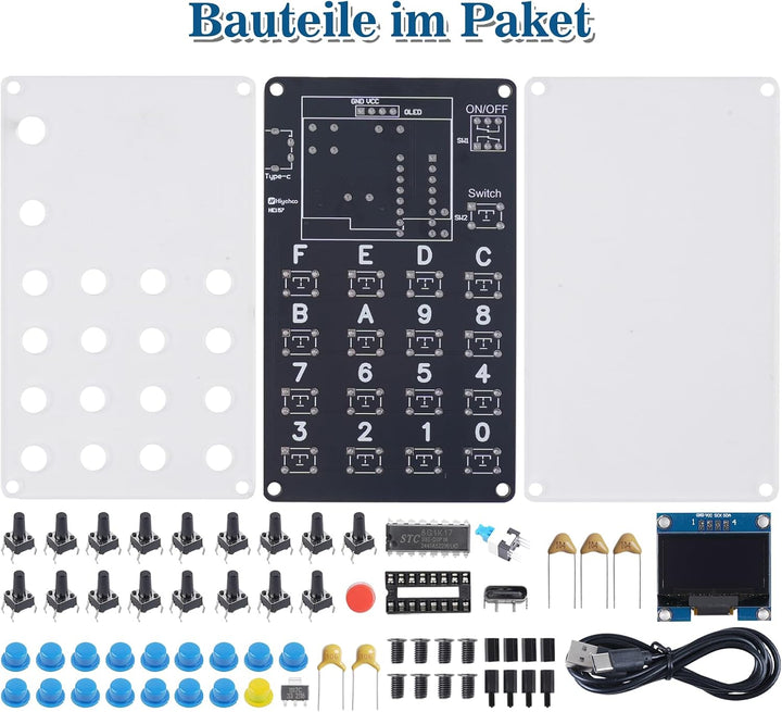 4-in-1 Zahlenbasis-Umrrechner Lötbausatz mit Digitaldisplay für Binär, Oktal, Dezimal, Hexadezimal,