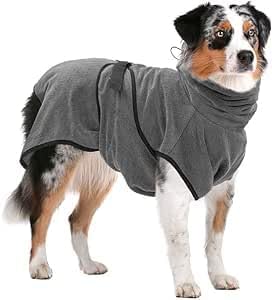Royal Dry Bademantel Hund - Mikrofaser Hundebademantel - XL - Rückenlänge 70-80 cm - Grau, XL