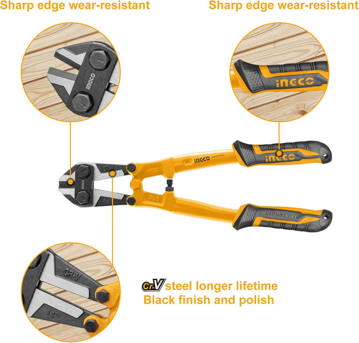 INGCO 35,6 cm Bolzenschneider Heavy Duty Bolzen Kabel Stahlstange Kettenglied Zaun und U-förmige Sch