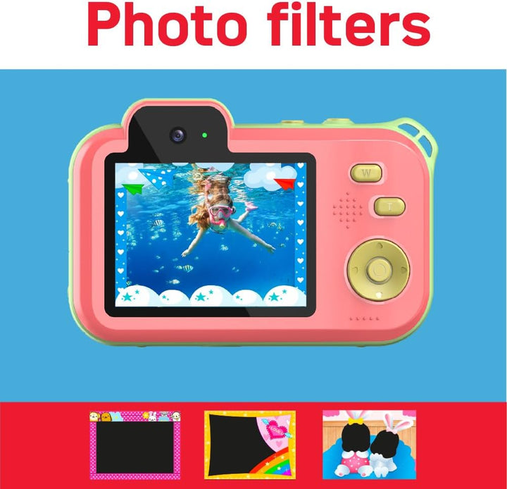 AgfaPhoto Realikids Cam Waterproof 2 – Kinderkamera, wasserdicht, 12 MP, HD-Video, Selfiemodus, Filt