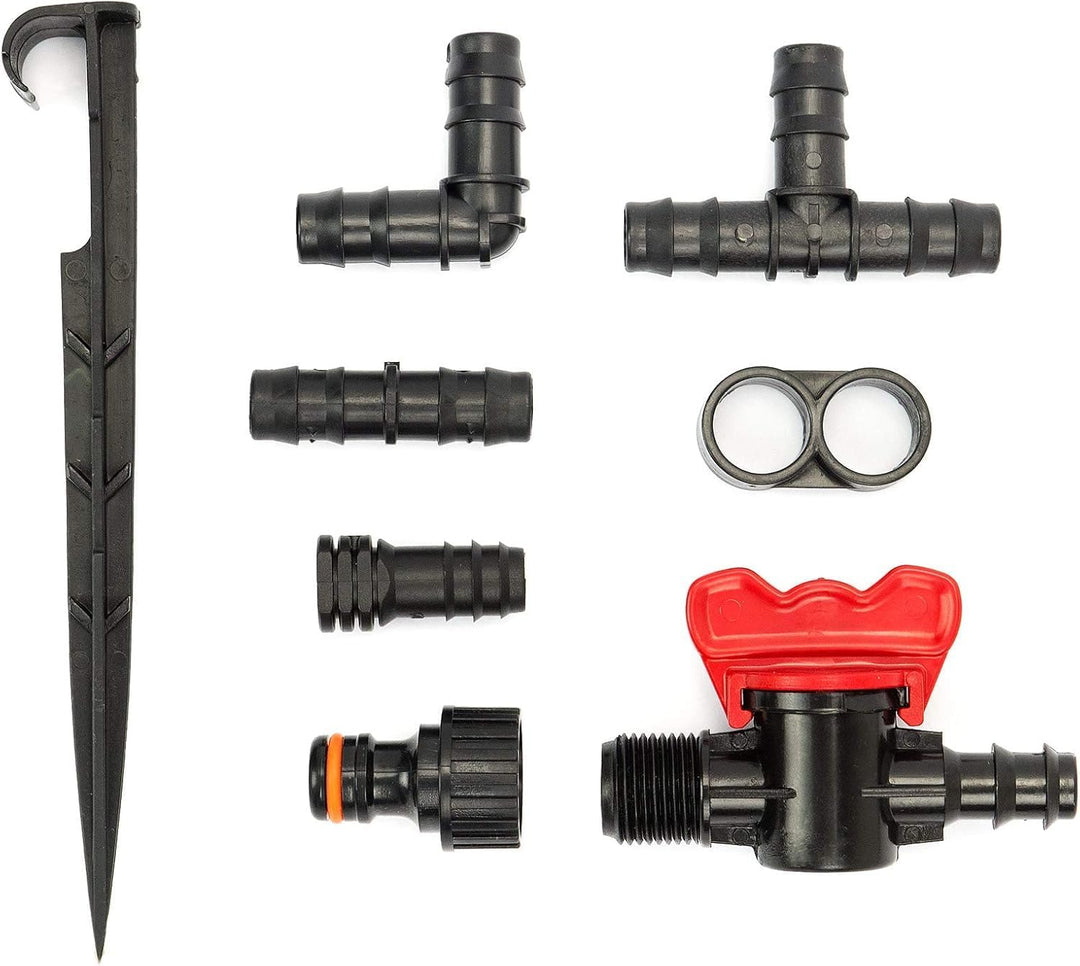 Tropfrohr 16 mm mit Druckkompensation 100m Gartenbewässerungsrohr Bewässerung Tropfschlauch (80tlg)