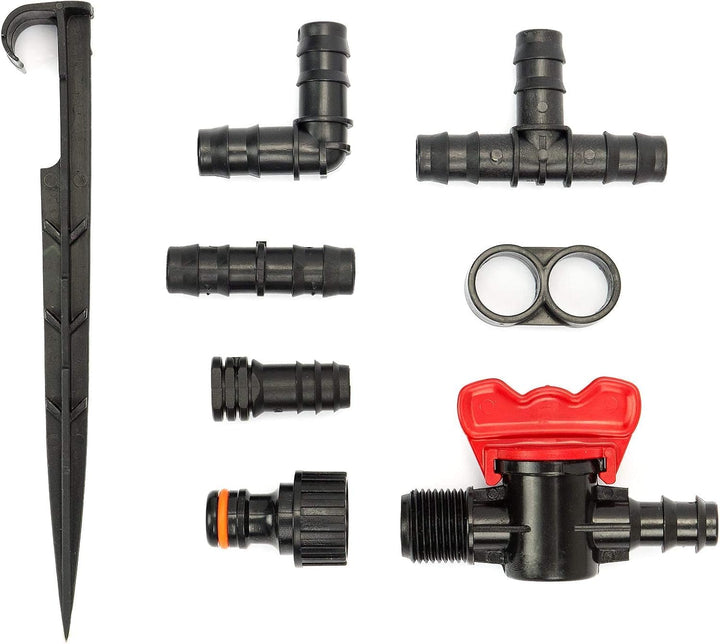Tropfrohr 16 mm mit Druckkompensation 100m Gartenbewässerungsrohr Bewässerung Tropfschlauch (80tlg)