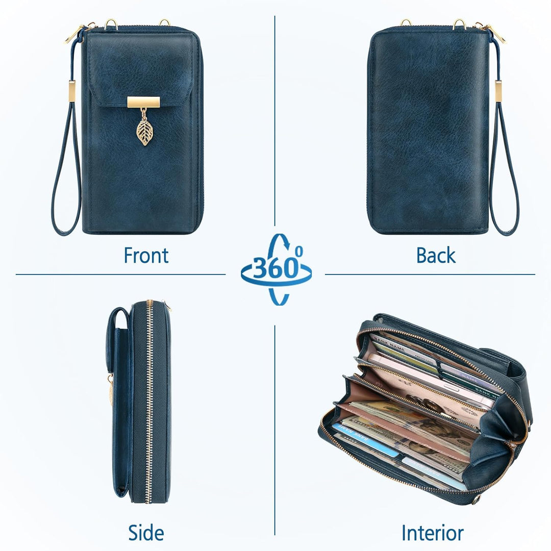 VOBUKE Handytasche mit Geldbörse zum Umhängen RFID Schutz Handy Tasche Damen Umhänge Leder Kleine Ha