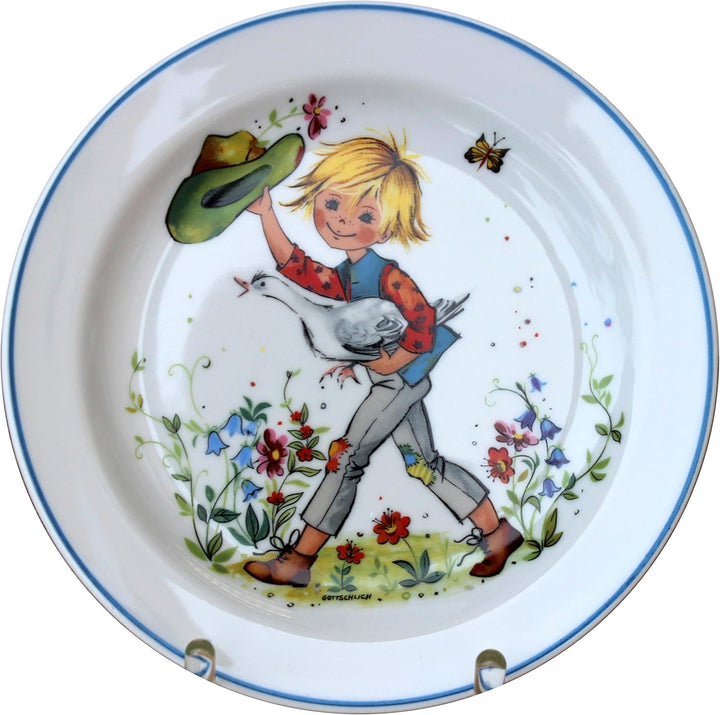 Kindergedeck 3-tlg. Porzellan modernes buntes Märchenmotiv "Hans im Glück" by L.E.R.D.93, Hans im Gl