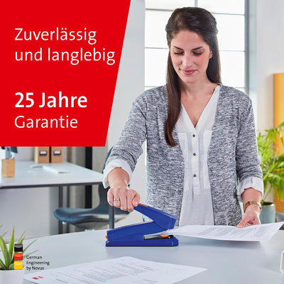 Novus B 8 FC Heftgerät (50 Blatt, Flachheftung, Hebelfunktion, inkl. 1000 Heftklammern) blau, blau