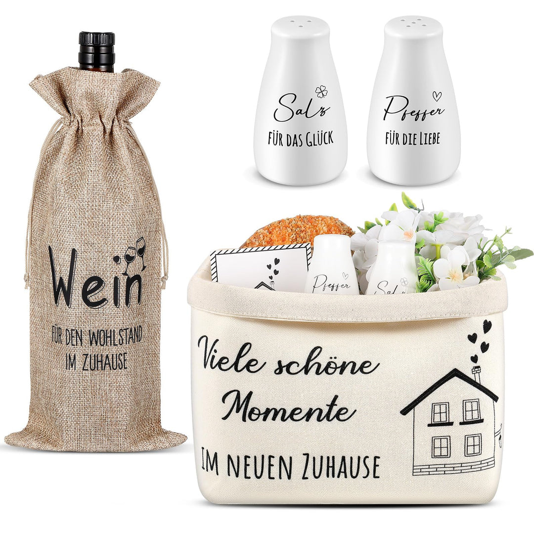 Sinmoe Einzugsgeschenke Haus Set Hochzeitsgeschenk für Brautpaar Brotkorb Salz- und Pfefferstreuer J