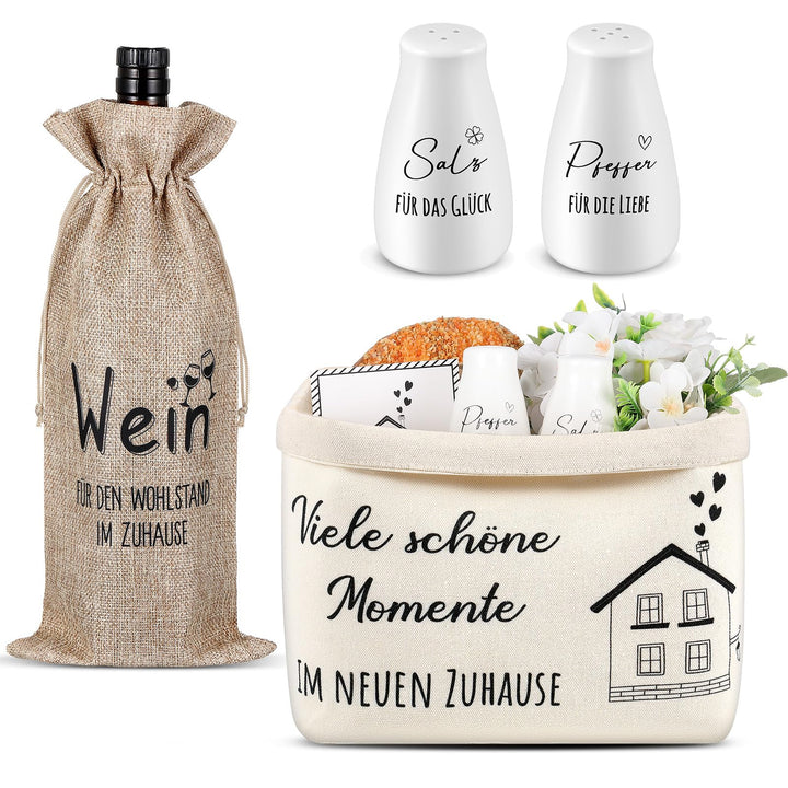 Sinmoe Einzugsgeschenke Haus Set Hochzeitsgeschenk für Brautpaar Brotkorb Salz- und Pfefferstreuer J