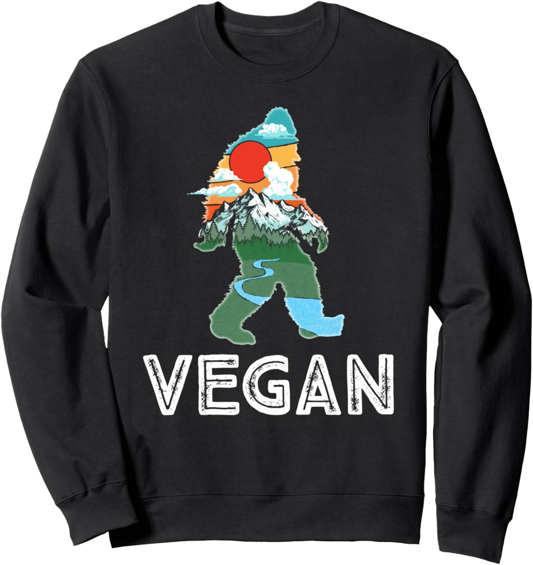 Vegan Bigfoot Nature & Mountains Illustration Vintage Sweatshirt