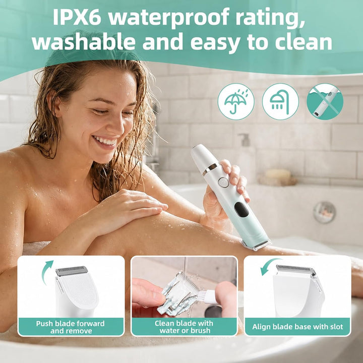 Carehabi 3-in-1 Elektrischer Rasierer Damen, Intimrasierer Frauen IPX7 Wasserdicht, Nass &amp; Trocken D