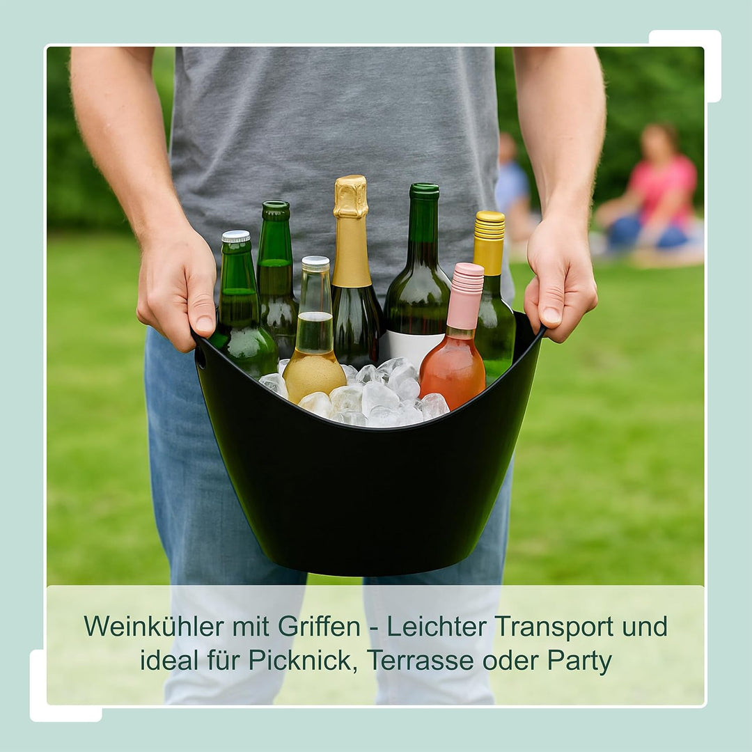 Relaxdays Eiseimer, Getränkeschale mit Griffen, 8 l, Flaschenkühler für Sekt, Champagner & Wein, Kun