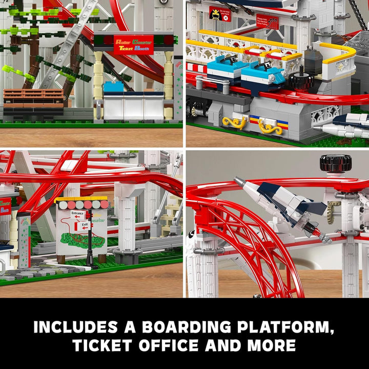 Mould King 11014 Technik Gross Vergnügungspark Loop Coaster Bausatz, MOC Themenpark Achterbahn Model