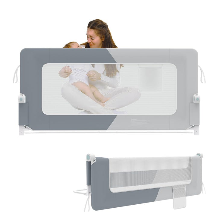 AufuN Bettgitter Bettschuztgitter Portable 150cm, Faltbar Kinderbettgitter für Kinder Babybettgitter