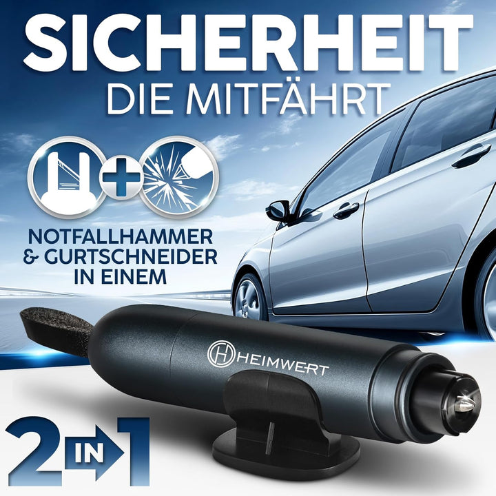 Notfallhammer Gurtschneider - Notfall Hammer mit Testglas zum Üben - Zerstört insbesondere Verbund S