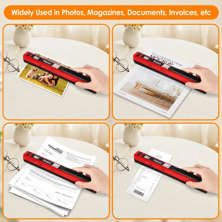 A4 Tragbarer Scanner, USB-Bildscanner, Handscanner, Farbscannen, 900 DPI, A4 Tragbarer Dokumentensca