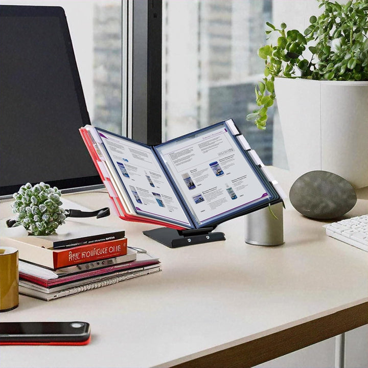 OfficeForce® Sichttafel-Tischständer oder Wandmontage, 360 Grad drehbar, inkl. 10 Klapprahmen (01127