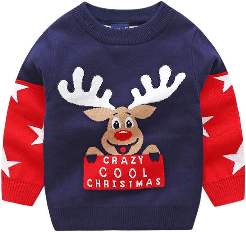 Minizone Baby Winter Strickpullover Weihnachten Langarm Sweatshirts Warme Kleidung 1-6 Jahre 1-2 Jah