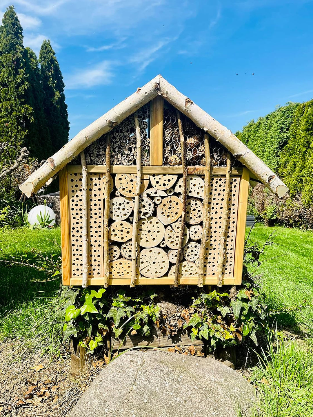 DARLUX handgefertigtes exclusives Insektenhotel XXL Wildbienen-Nisthilfe I nach NABU Empfehlung I 26