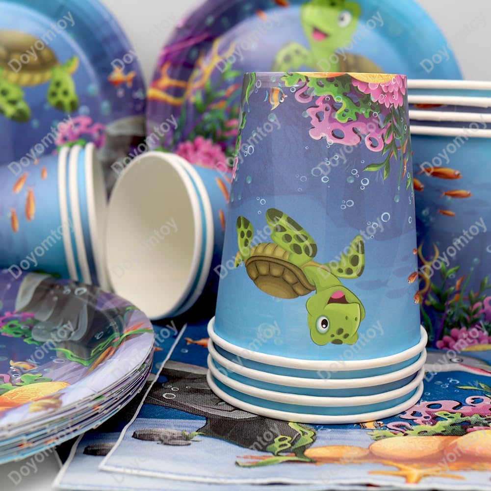 Doyomtoy 53 Stück Ozean Geburtstag Deko Set - Baby Shower Partygeschirr Mit Teller, Tassen, Serviett