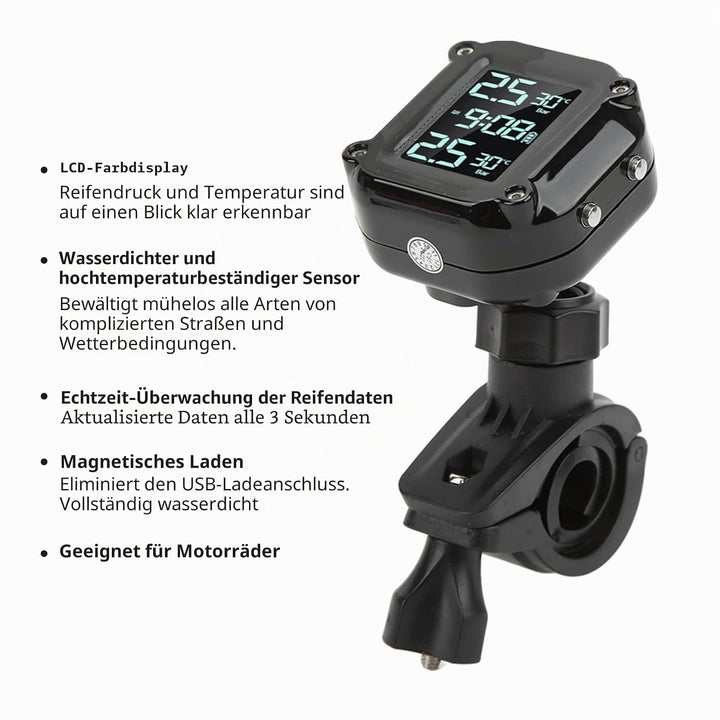 Leapiture Motorrad-TPMS-Reifendruckkontrollsystem Motorrad-Reifendruckkontrollsystem mit 2 Sensoren