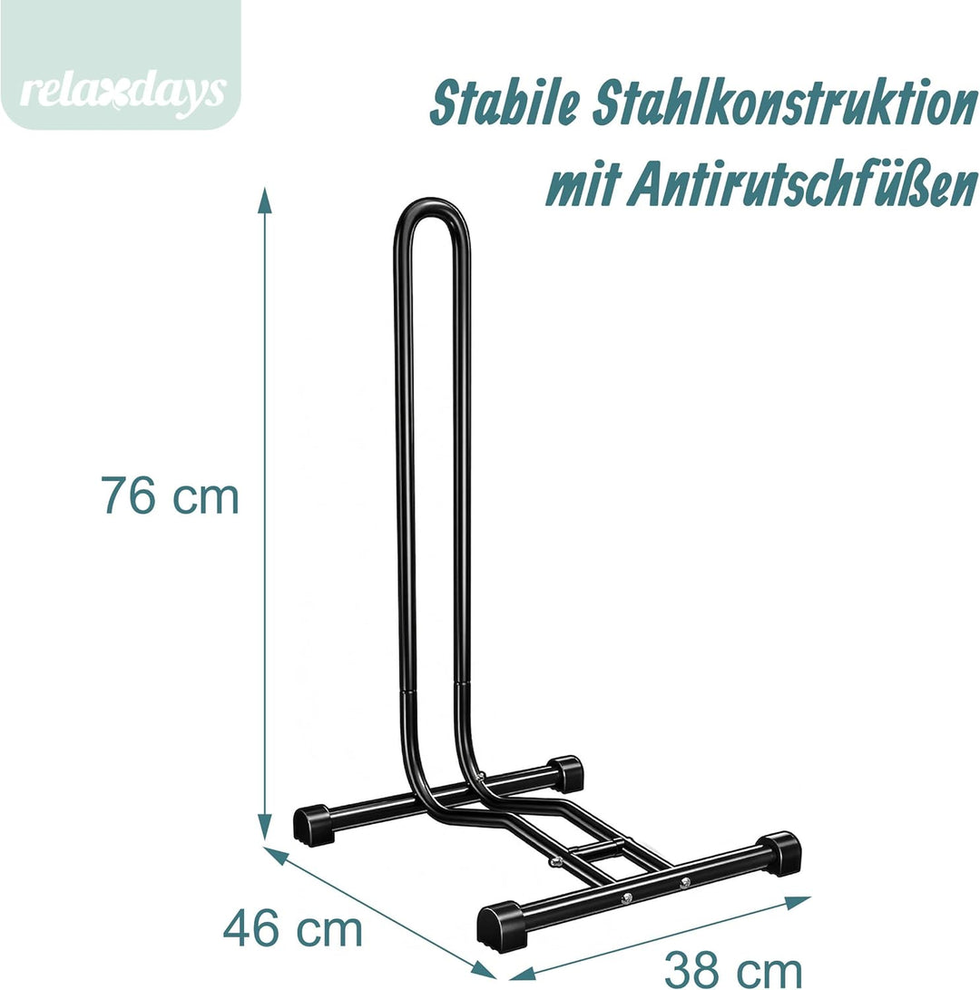 Relaxdays Fahrradständer Boden, Reifenbreite bis 2,5", Fahrrad Ausstellungsständer, Vorder- &amp; Hinter