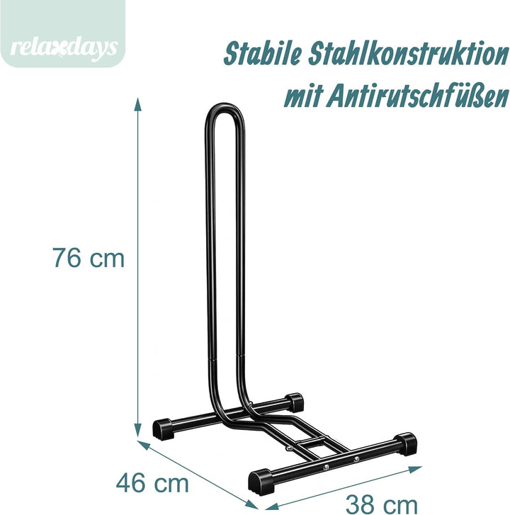 Relaxdays Fahrradständer Boden, Reifenbreite bis 2,5", Fahrrad Ausstellungsständer, Vorder- &amp; Hinter