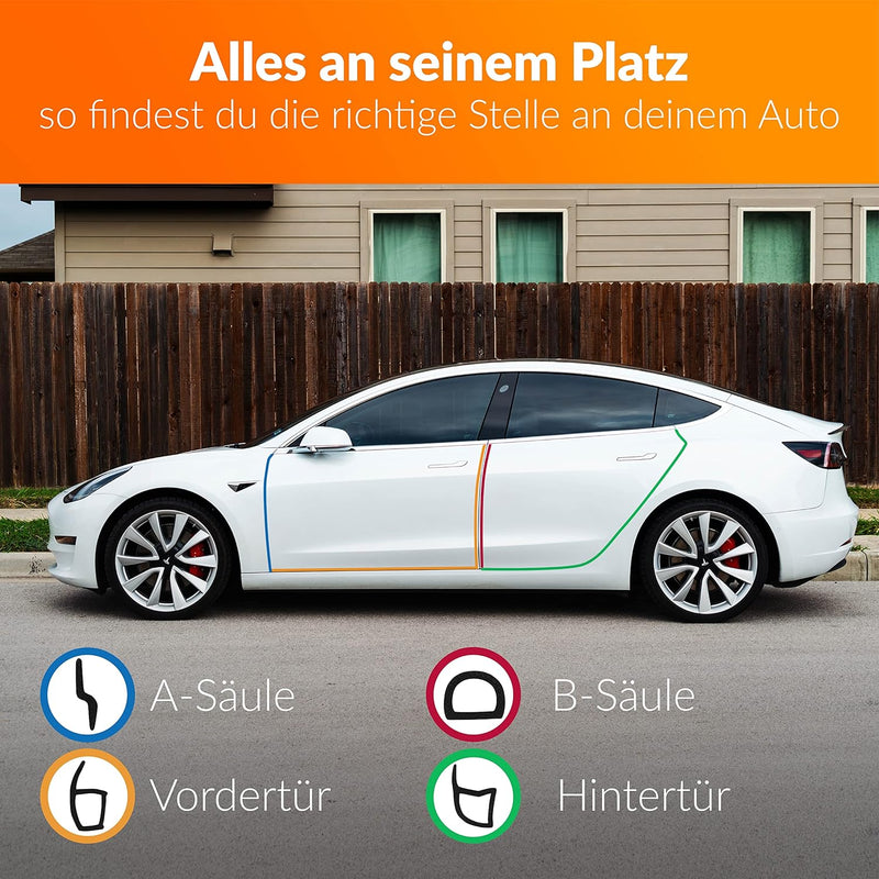 Upgrade4cars Auto Türdichtung Komplett Set kompatibel für Tesla Model 3 | Gummidichtungen für alle 4