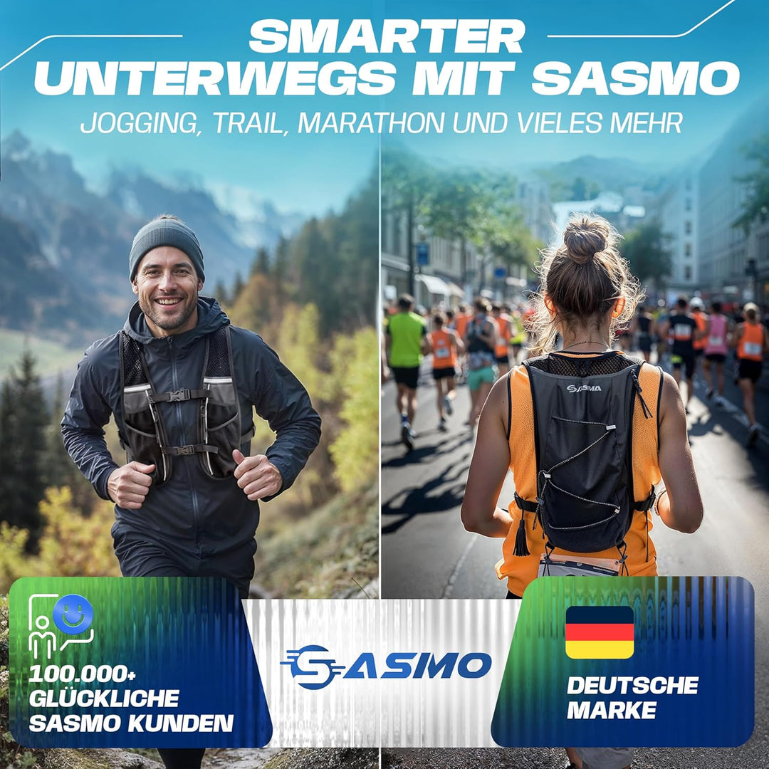 SASMO® Laufweste Damen &amp; Herren 5L / 2L | Running Vest - Ultraleicht &amp; atmungsaktiv| Laufrucksack Da