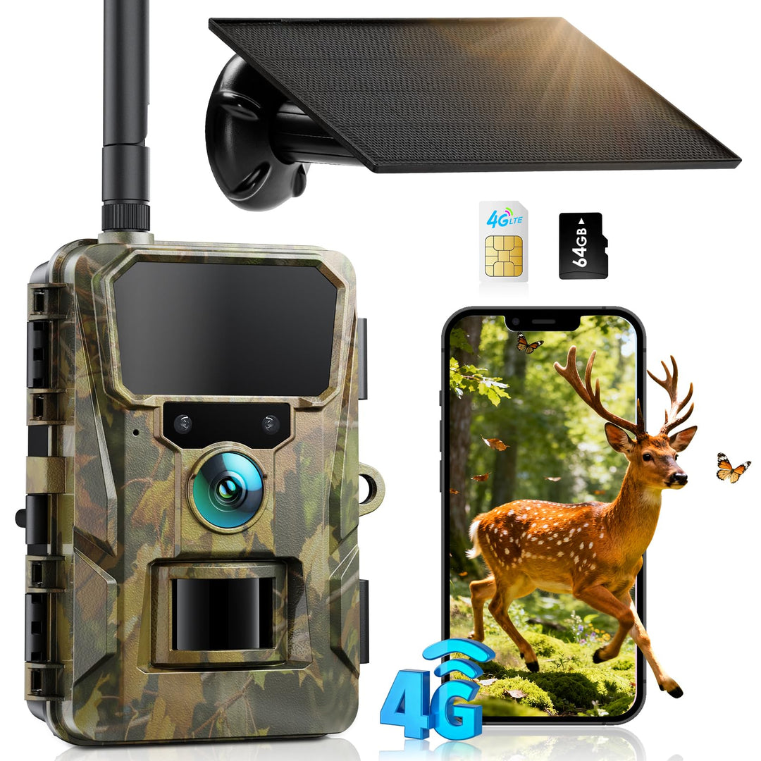 CEYOMUR 4G LTE Wildkamera Solar, 48MP Live Übertragung Wildkamera mit Handyübertragung App, 5200 mAh