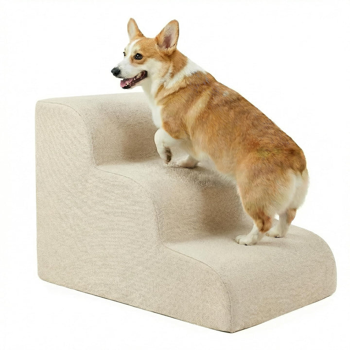 Gimars Hundetreppe mit 30D Hochdichtem Schaum & Extra-Breiten Stabilen 3 Stufen 40 cm hoch, Abnehmba