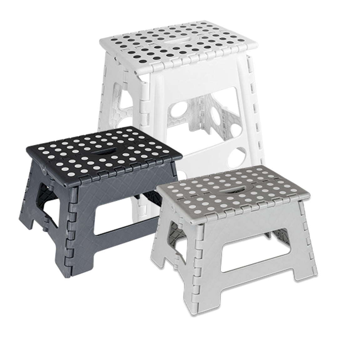 Tritthocker klappbar, Klapphocker faltbar 150 kg, 1 Stufe, rutschfest (Weiss, 35 x 22 x 29 cm) Weiss