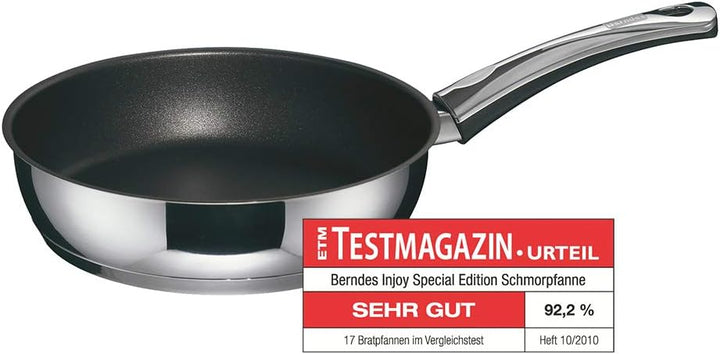 Berndes Schmorpfanne Injoy Special Edition 24 cm, hoher Rand, Pfanne für Induktion, Edelstahl, antih