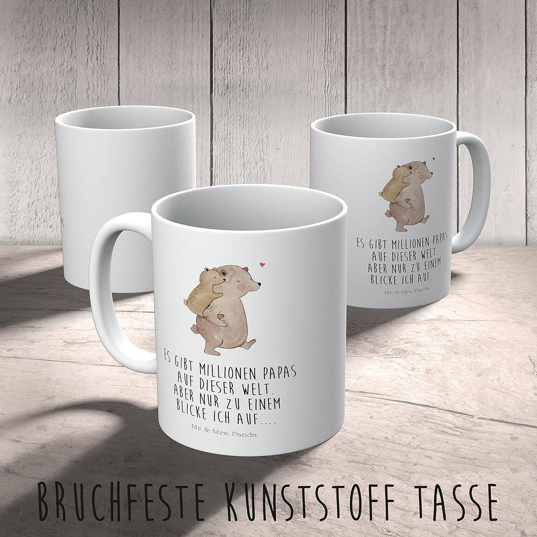 Mr. & Mrs. Panda Plastikbecher Papa Bär - Geschenk, Mehrwegbecher, Trinklernbecher, Vater, Pott, Vat