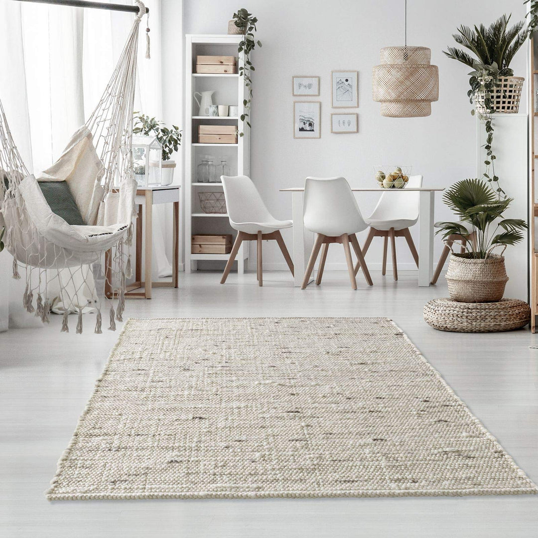 Taracarpet Handweb-Teppich Oslo Wolle im Skandinavischem Landhaus Design Wohnzimmer Esszimmer Schlaf