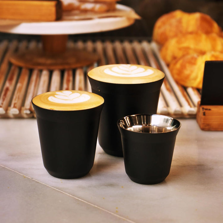 Huniox® 2 x 160 ML Doppelwandige Kaffeegläser - Edelstahl Tasse - Espresso Gläser - Kaffeebecher Ede
