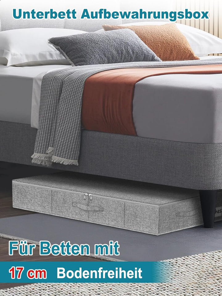 JUPELI Aufbewahrungsbox, 50L Unterbett Aufbewahrungsbox,3 Stück Unterbettkommoden mit Stabile Seiten